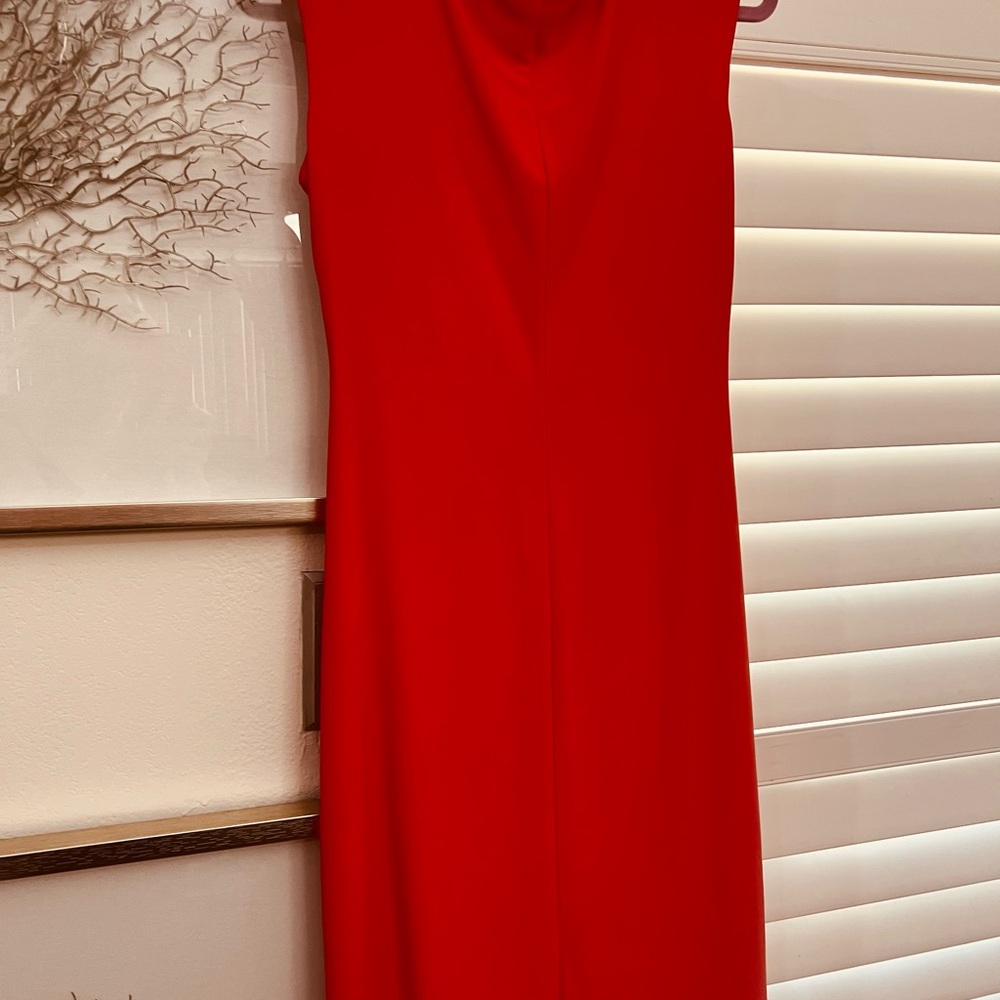 Elegant Bright Coral Sleeveless Dress Ralph Lauren, Size 12 - Picture 3 of 4